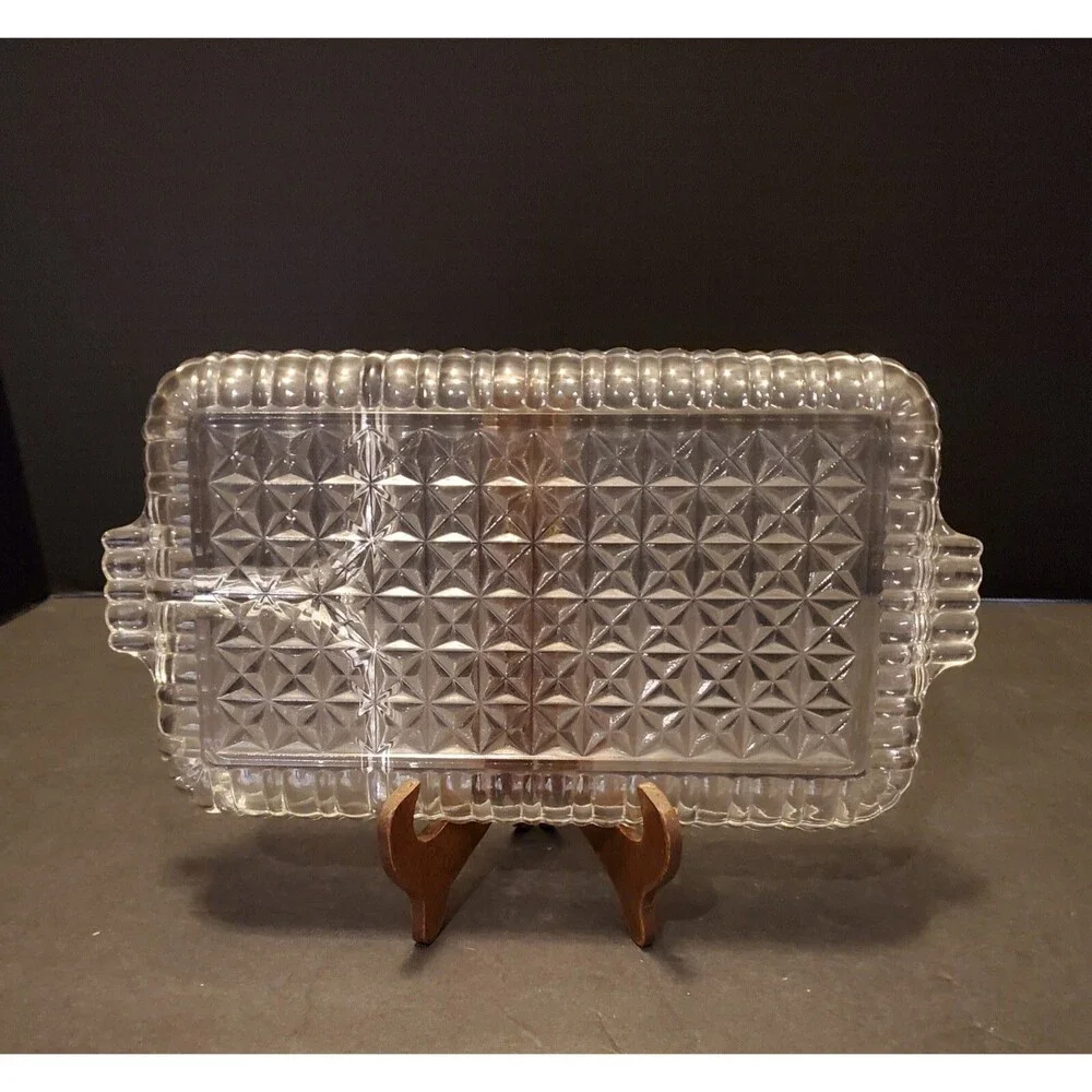 Anchor Hocking Serva Snack Divided Glass Serving Dish 3 Section Tray Appetizer